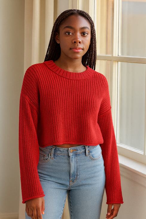 wild fable Sweaters - Wild Fable Women's Crewneck Boxy Pullover Sweater - Red Small